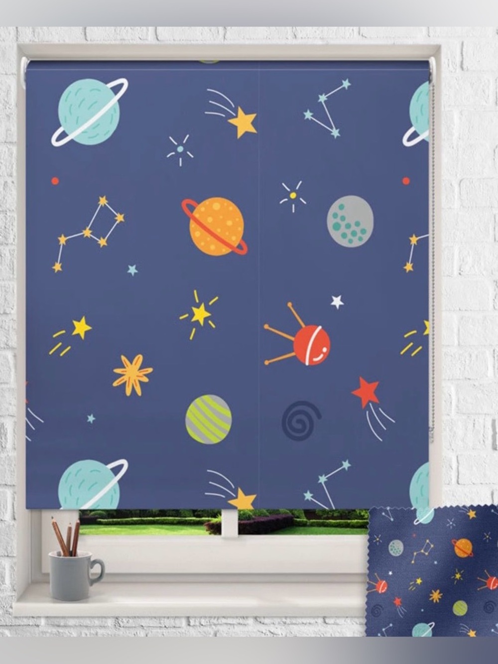 Corona Home Kids Space Theme Roller Shade Blinds 37" x 60" — Brand New!